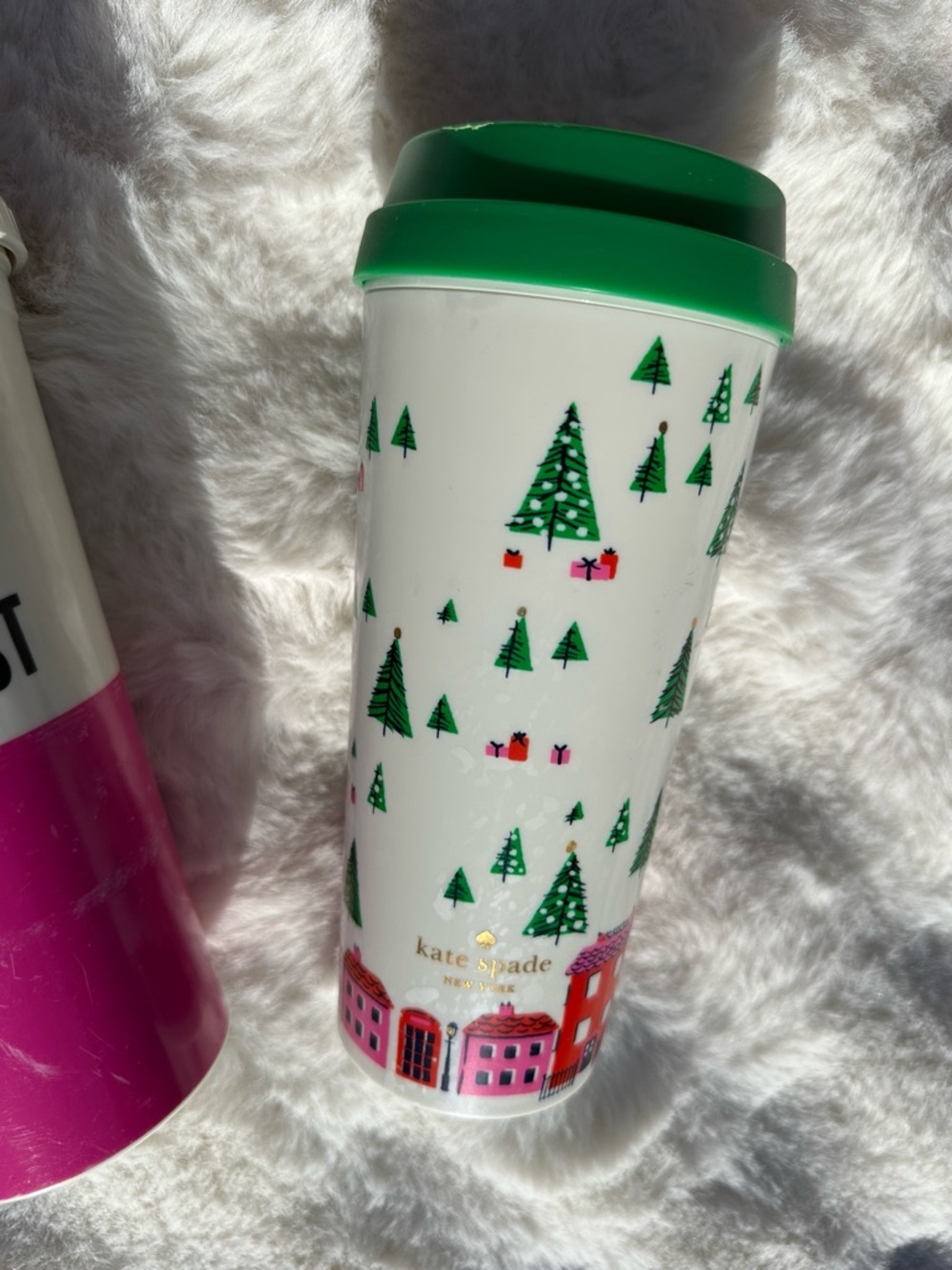 Pair of Kate spade cups. Eat cake for breakfast. Christmas coffee travel mug. - Picture 6 of 6